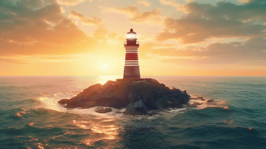lighthouse-surrounded-by-water